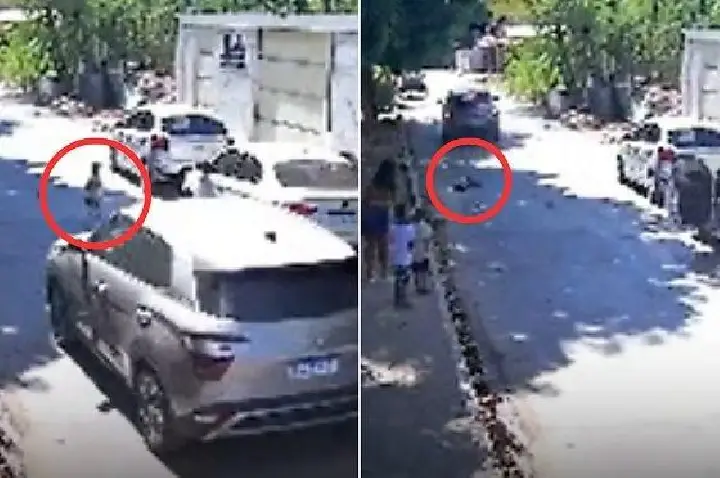 Câmera registra momento em que criança atravessa rua e é atropelada por Creta em VG; veja