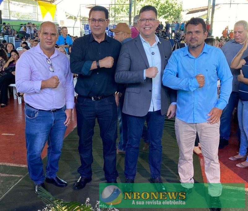Prefeito Aldo Júlio recebe governador Marcos Rocha durante abertura do ano letivo em Rolim de Moura