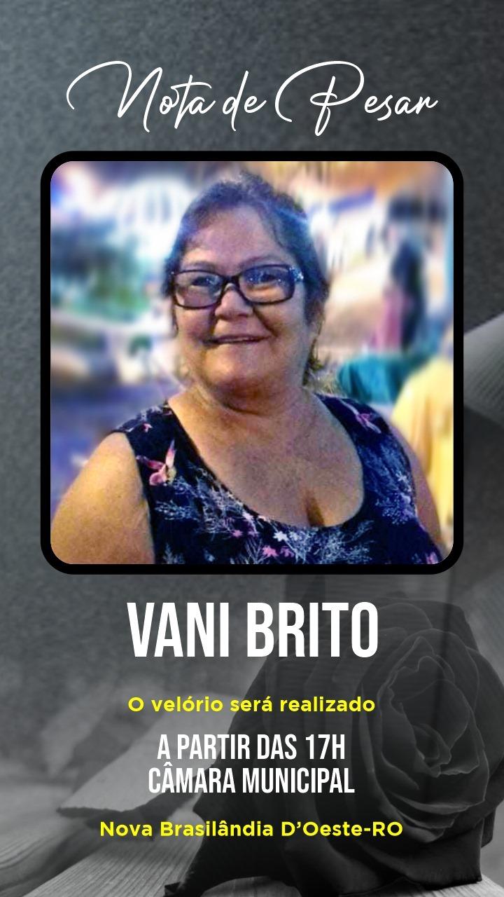 Nota de pesar pelo falecimento de Vani Brito