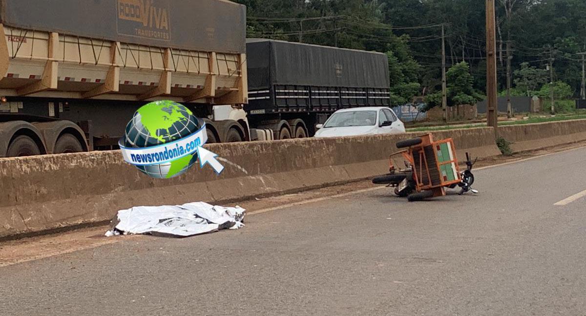 TRAGÉDIA: Motociclista morre e esposa é socorrida em grave acidente na BR-364 em Porto Velho