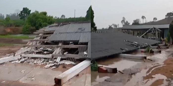 Temporal derruba restaurante em Nova Brasilândia; proprietária fratura a perna