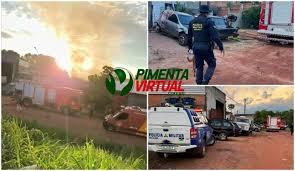 Atualizada – Homem ateia fogo em casa, mata cachorro com paulada e acaba entubado com queimaduras graves em Pimenta Bueno; Polícia localiza arma de fogo