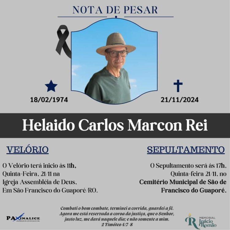 Luto em São Francisco do Guaporé: Despedida de Helaido Carlos Marcon Reis