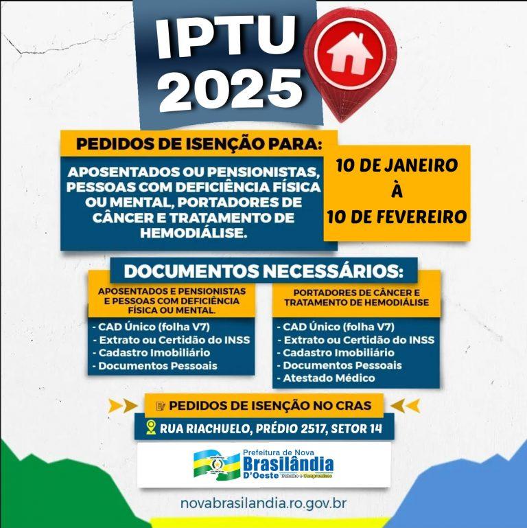 Ex-presidente da Câmara Municipal Menudão do Povão alerta que o prazo para pedido de isenção do IPTU se encerra no dia 10/02