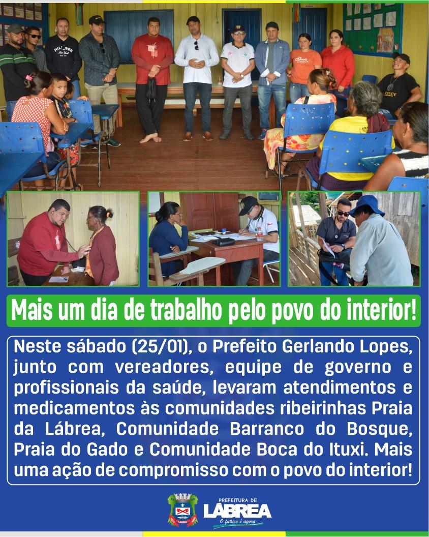 PREFEITURA DE LÁBREA LEVA ATENDIMENTO MÉDICO E FAZ DISTRIBUIÇÃO DE MEDICAMENTOS NAS COMUNIDADES RIBEIRINHAS DO MUNICÍPIO