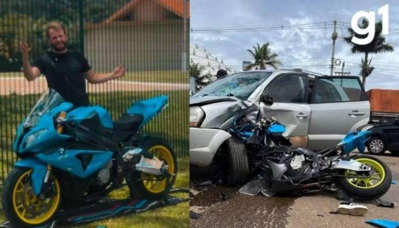VÍDEO: câmera registra momento em que moto esportiva atinge carro em rodovia de MT e mata influenciador digital