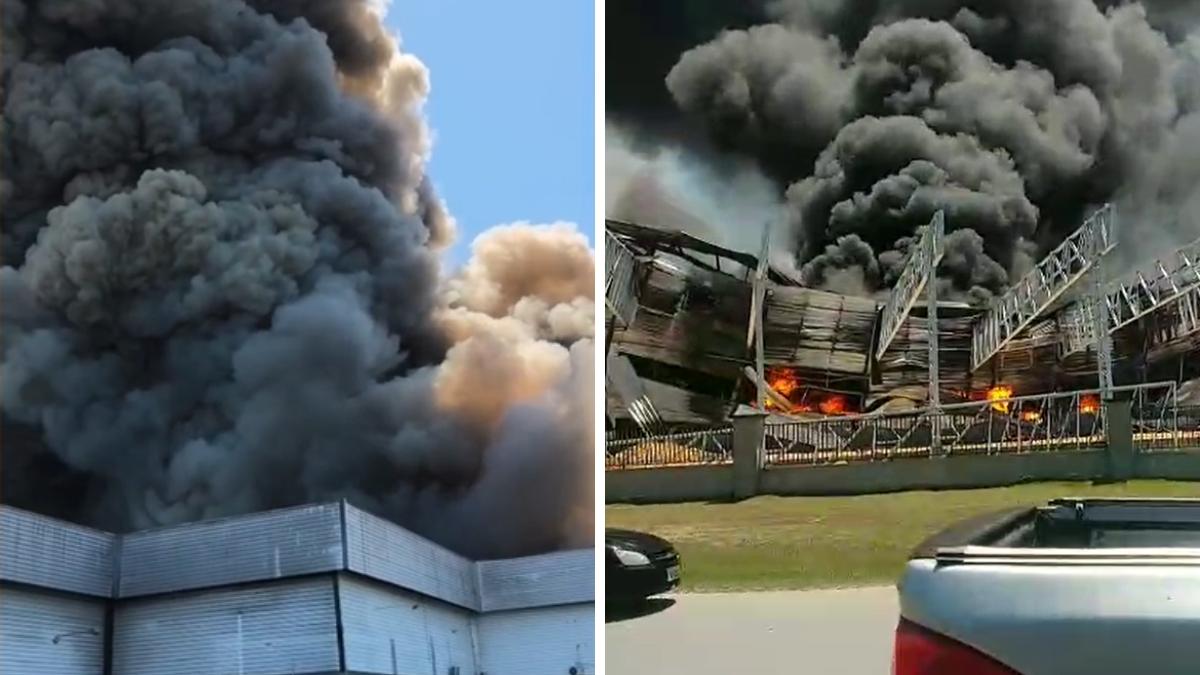 Incêndio de grande proporções atinge fábrica no Distrito II, em Manaus; veja vídeo