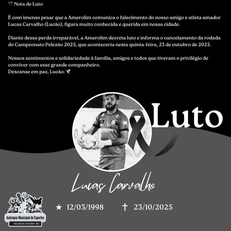 Morador de Rolim de Moura, Lucas Carvalho falece em Cacoal após acidente de trânsito em Rolim de Moura