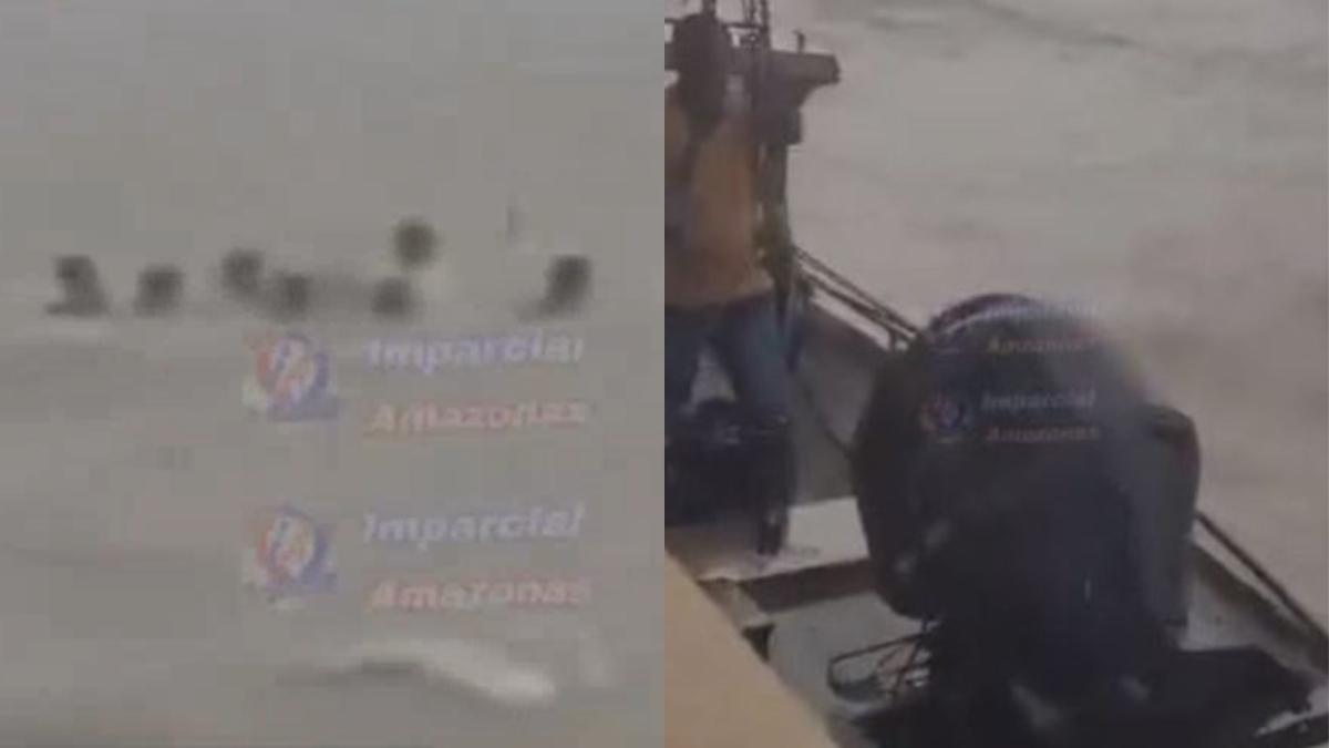 VÍDEO: nove trabalhadores são resgatados após canoas naufragarem em temporal no Amazonas