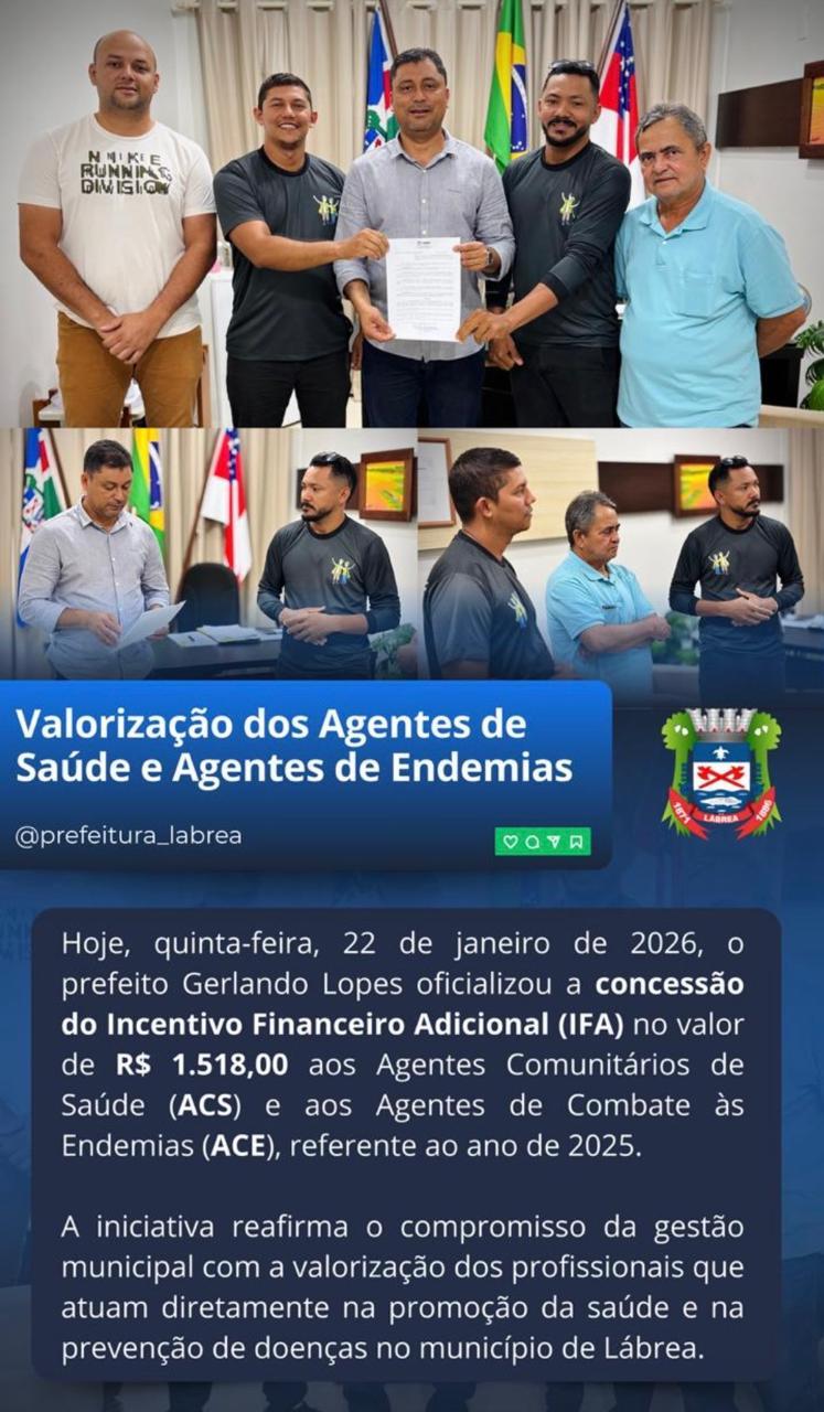 ACS E ACE QUE ATUAM NO CAMPO DA SAÚDE NO MUNICÍPIO DE LÁBREA SÃO CHAMADOS AO GABINETE DO PREFEITO GERLANDO LOPES (PL) PARA RECEBEREM O PAGAMENTO DO IFA 2025