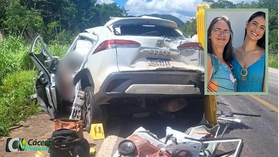 Estudante de medicina e mãe morrem em colisão frontal entre Corolla Cross e caminhão na BR-070 em Cáceres