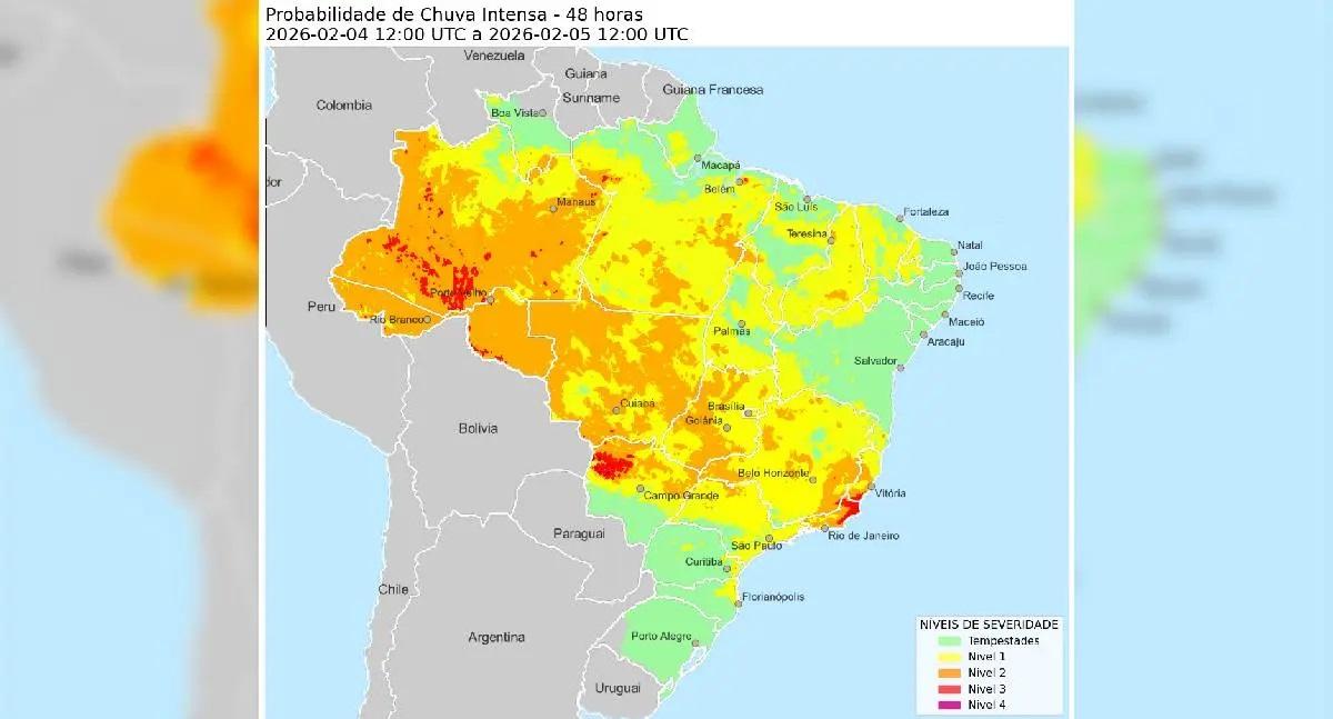 Acumulado elevado de chuvas coloca Rondônia em atenção no dia 05