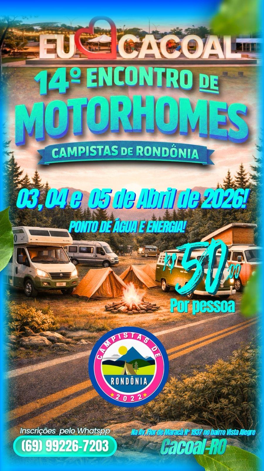 Cacoal sediará o 14º Encontro de Motorhomes em abril