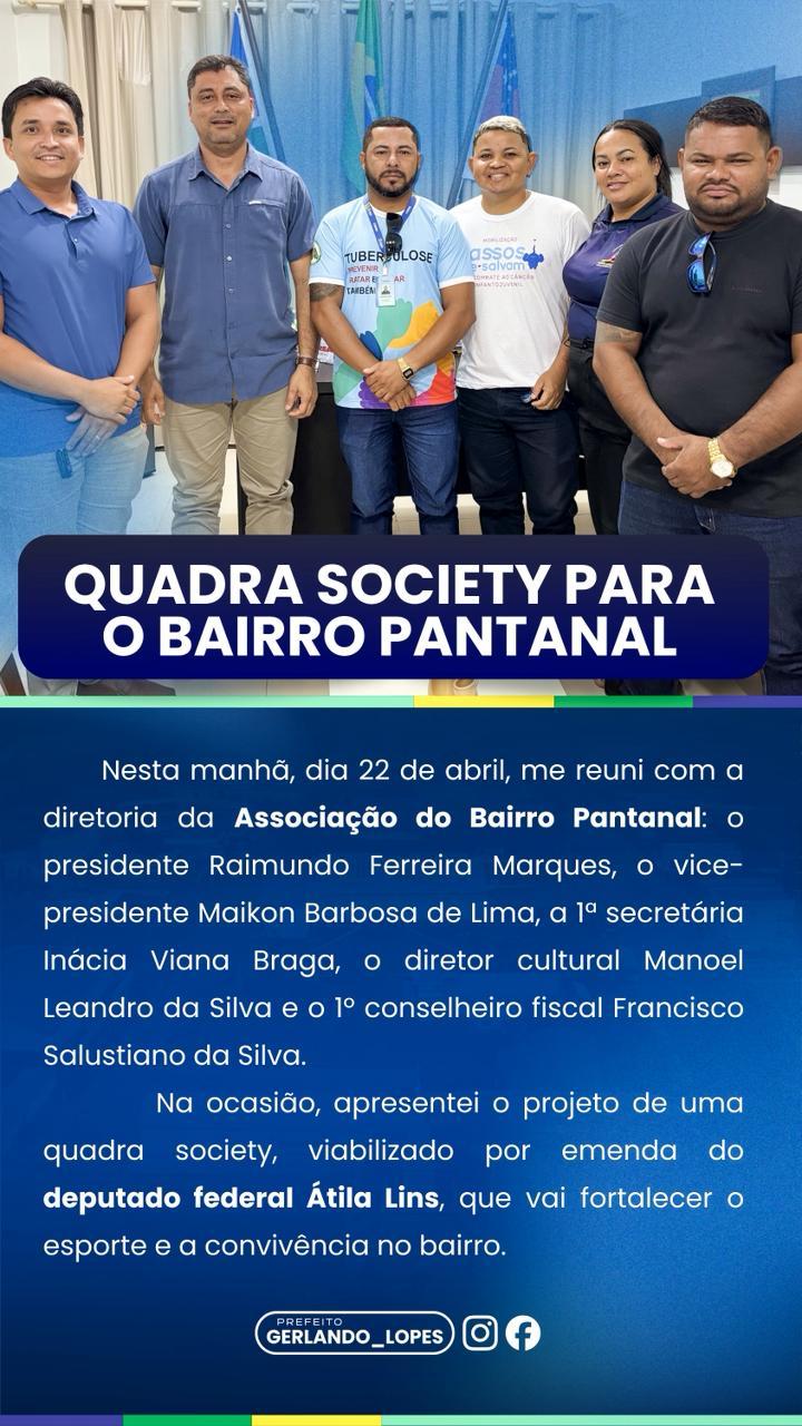 DIRETORIA ELEITA DA ASSOCIAÇÃO DE MORADORES DO PANTANAL AGRADECE O PREFEITO PELO PROJETO DE CONSTRUÇÃO DE QUADRA SOCIETY
