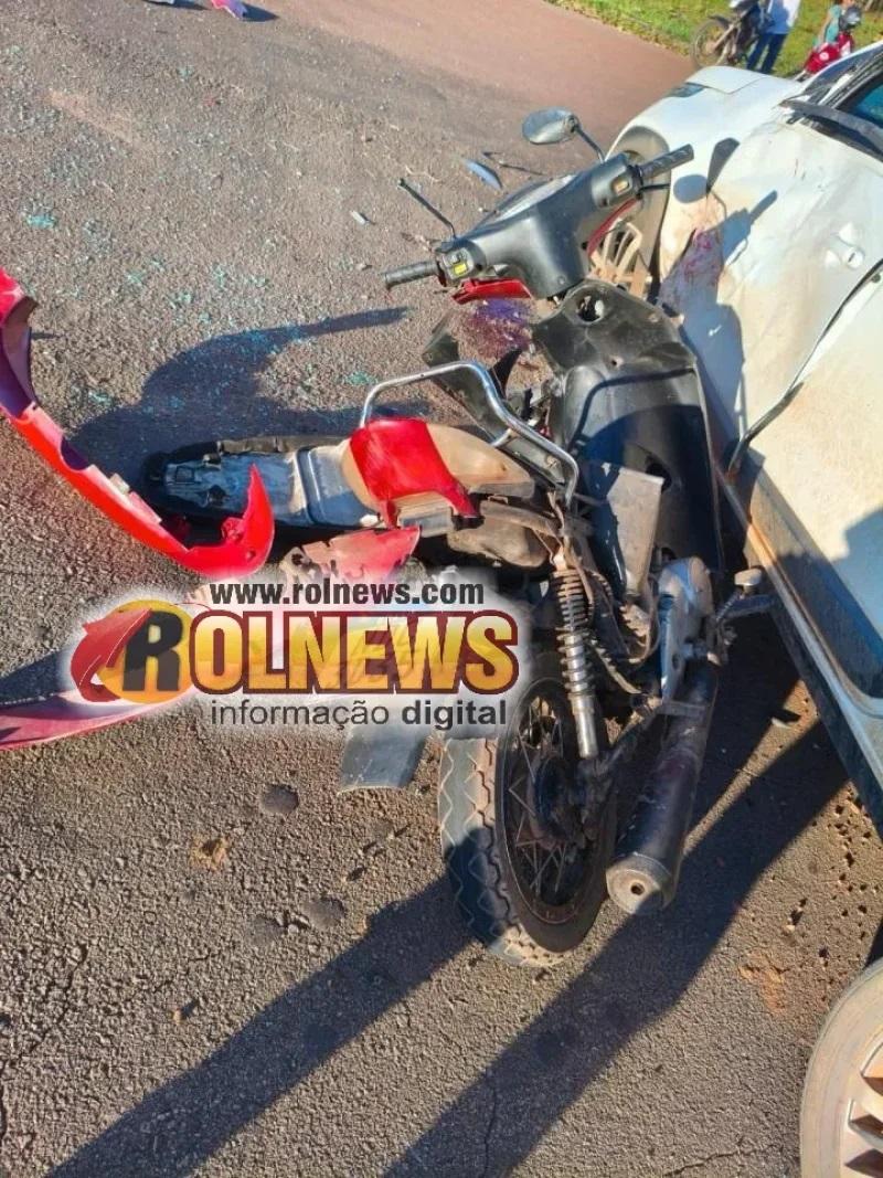 Motociclista fica gravemente ferido após colisão com Fiat Strada em Santa Luzia D’Oeste
