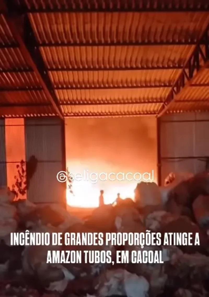 Novos vídeos mostram incêndio por dentro da Amazon Tubos, em Cacoal
