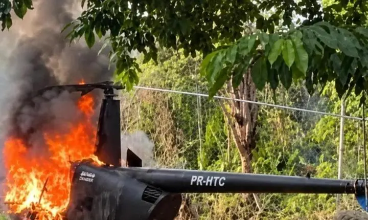 AÇÃO DA FAB: Helicóptero suspeito vindo da Venezuela é interceptado e destruído em Roraima