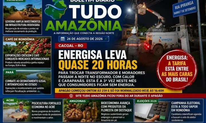 Boletim Diário Tudo Amazônia – 26 de Agosto de 2026