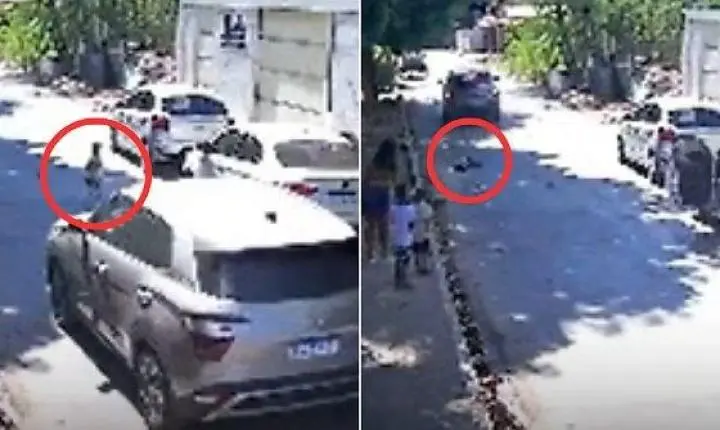 Câmera registra momento em que criança atravessa rua e é atropelada por Creta em VG; veja