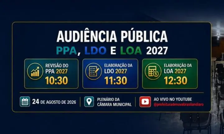 CONVITE – AUDIÊNCIA PÚBLICA PARA REVISÃO DO PPA E ELABORAÇÃO DA LDO E LOA 2027