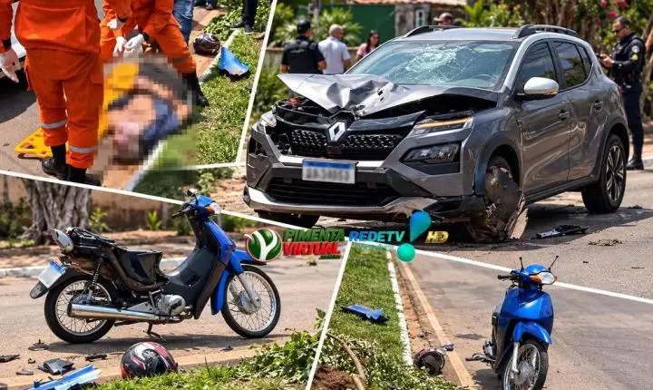 Vídeo: Motociclista morre após colisão com carro em Pimenta Bueno